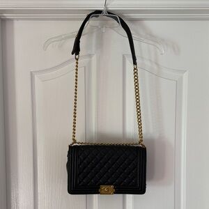 Black Quilted Chain Shoulder Bag